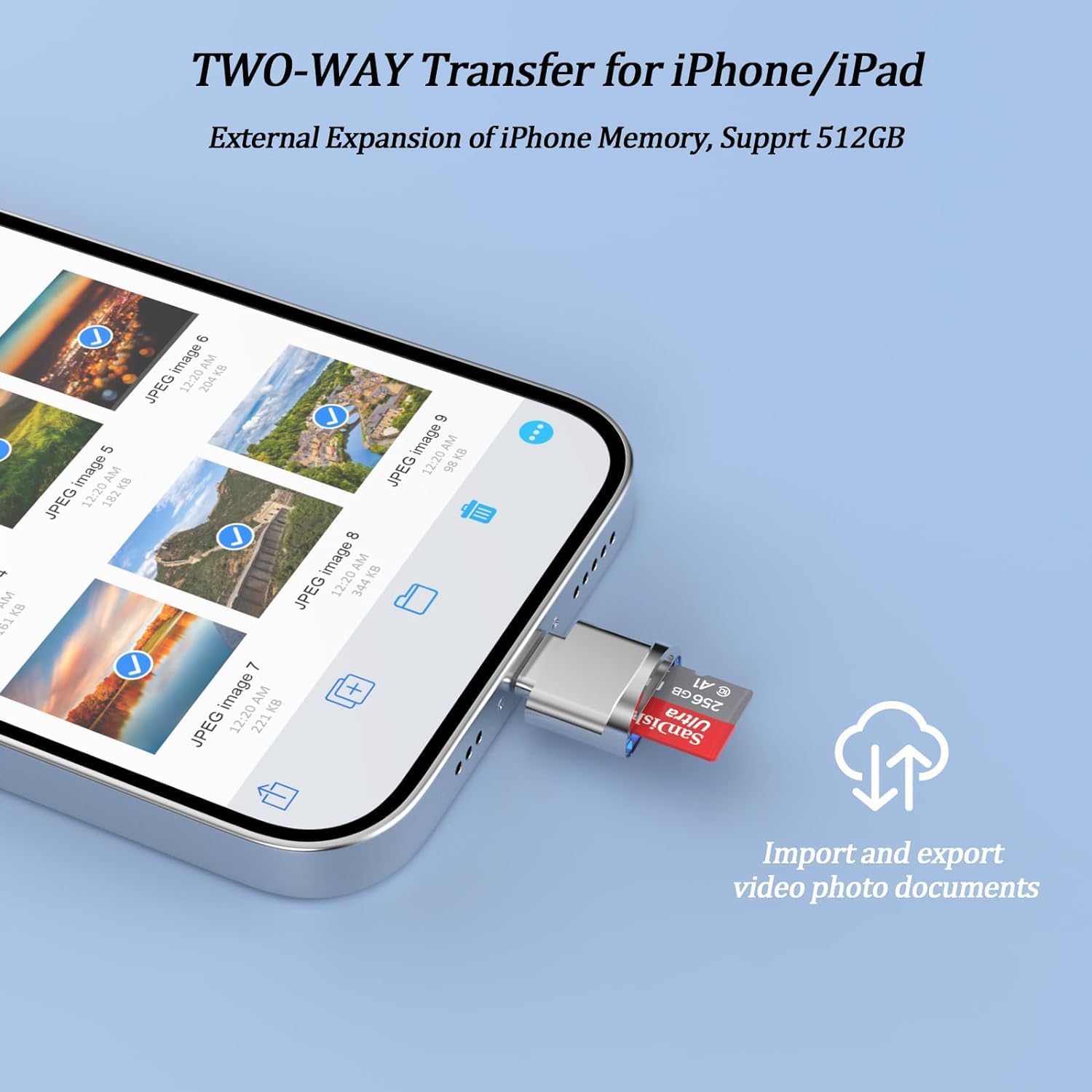 MFi Certified Lightning SD Card Reader for iPhone/iPad - Micro SD & TF Card Support, Compatible with iPhone 14/13/12/11/X Series MFi Certified Lightning SD Card Reader for iPhone/iPad - Micro SD & TF Card Support, Compatible with iPhone 14/13/12/11/X Series